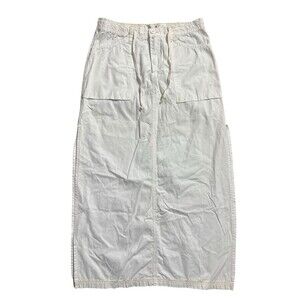 VTG Y2K Lucky Brand 100% COTTON Cargo Long Skirt Sz 12/31 Ivory Long Side Slit